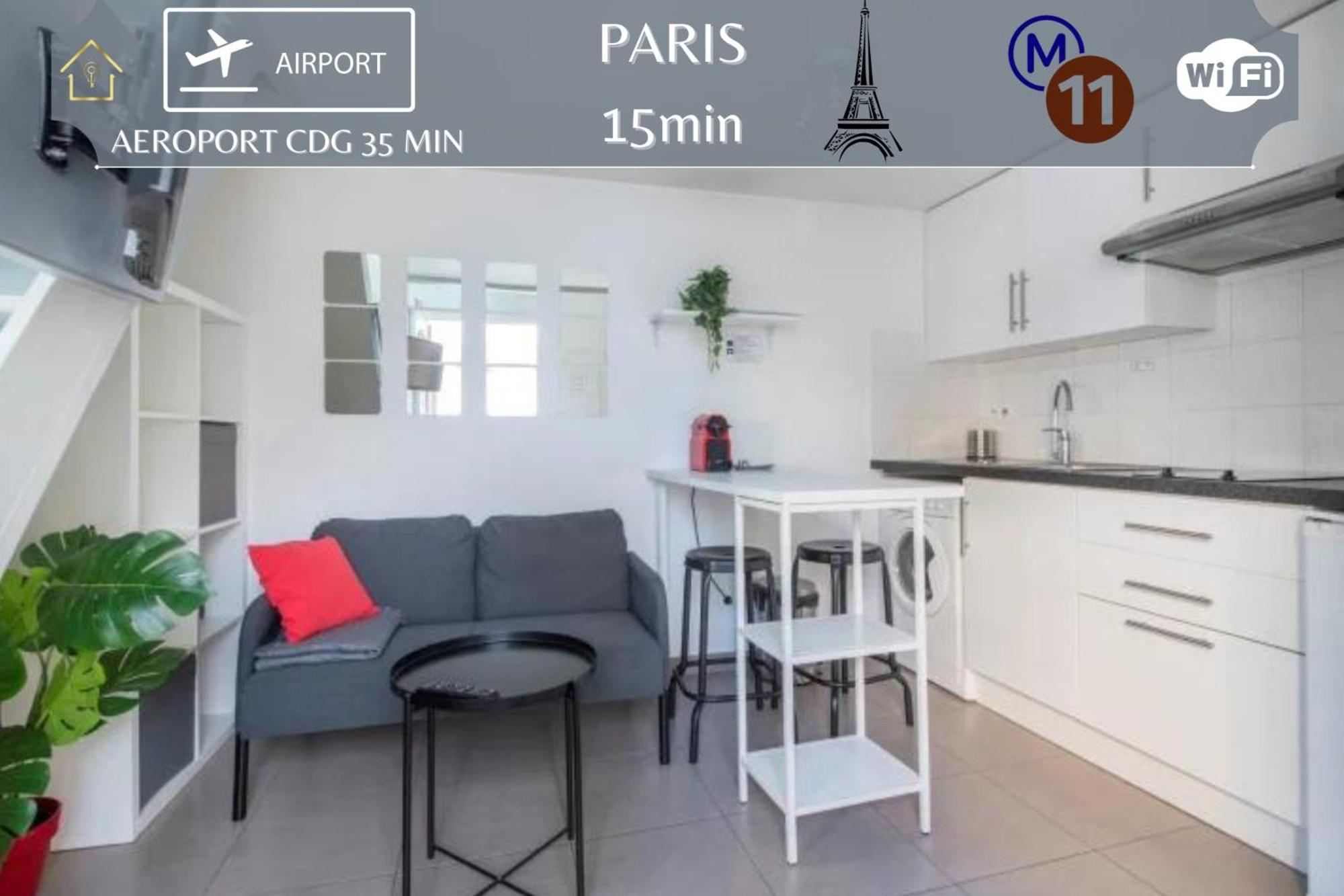 Appartement Cosy studio avec grande terrasse de 25 m2 à Romainville Extérieur photo