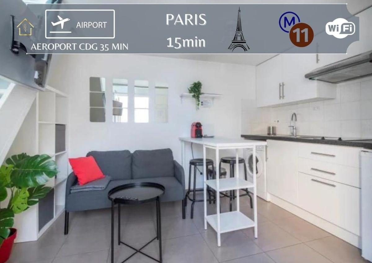Appartement Cosy studio avec grande terrasse de 25 m2 à Romainville Extérieur photo